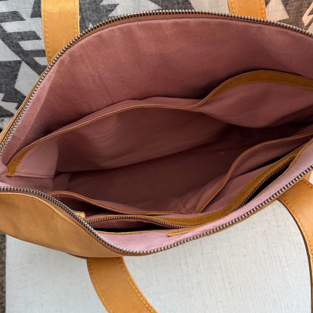 Able Cognac Leather Zipper-Top Tote + Carryall - Picture 3 of 5